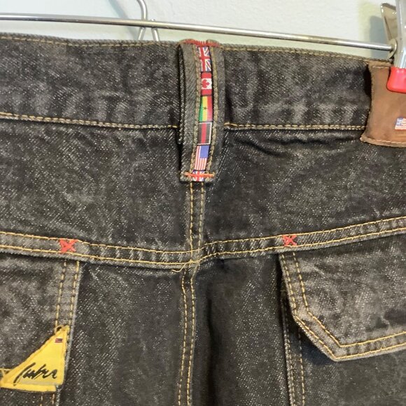 FUBU Limited Edition Men’s Jeans Black Denim Flags 38x34 Streetwear - Picture 9 of 13